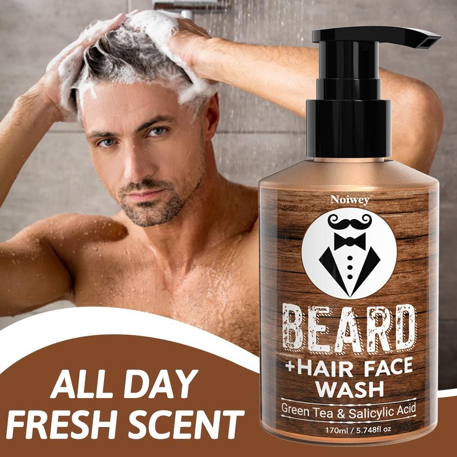 170ml Beard 3 in 1 for Hydration And Care, Featuring Green Tea & Salicylic Acid, Beard Hair face wash, And Beard Cleaning MILK, Designed for Gentle, Mild Cleansing And Moisturizing, Ideal for Maintaining Men'S Beards cleansing,The best choice for gifts