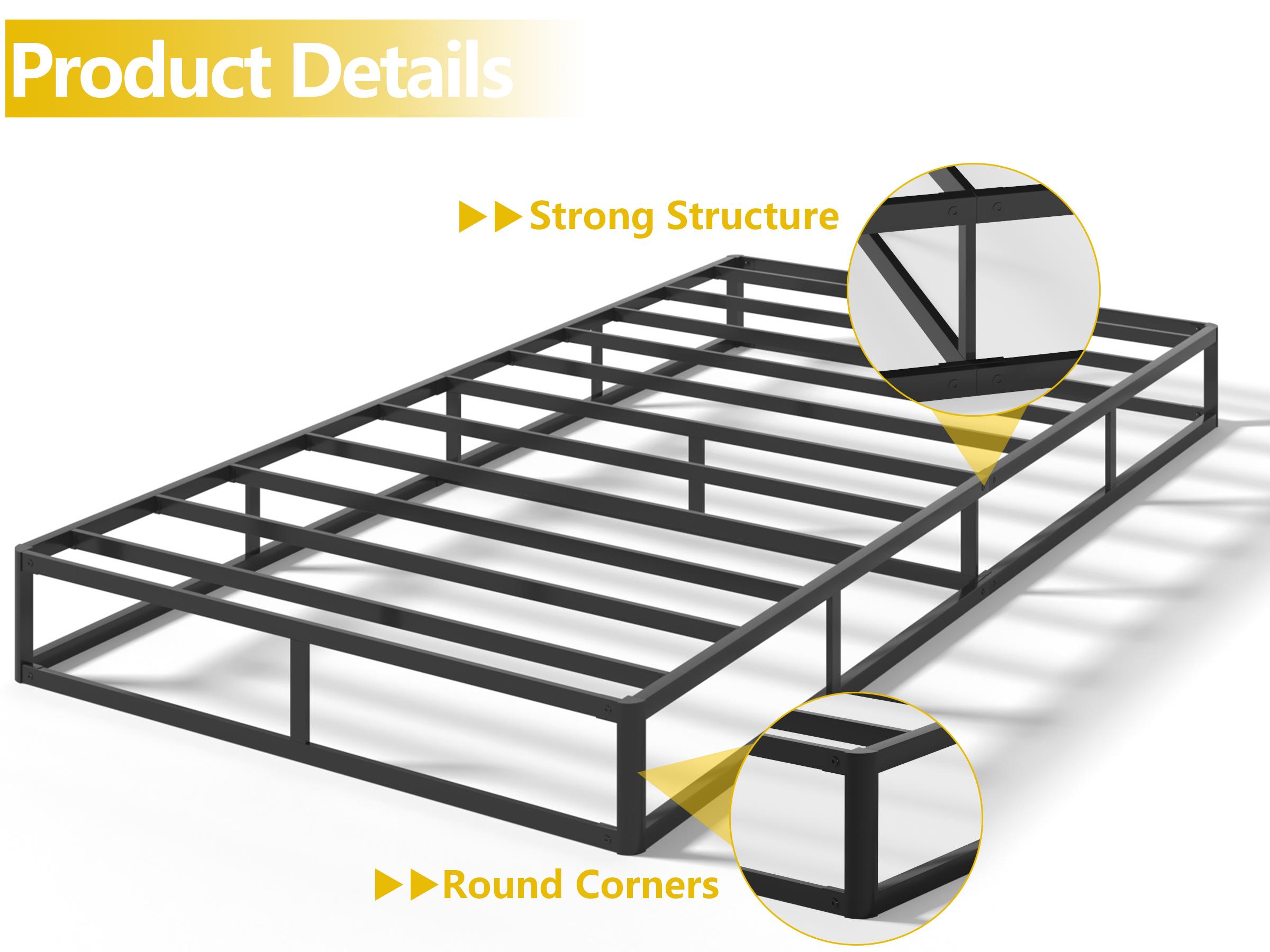 Edenza-Box Spring King 5 7 9 Inch High Metal Twin Full Queen Size with Heavy Duty Mattress Foundation, Fabric Cover, Easy Assemb l y, Quiet Noise-Free, Bedroom Furniture Luxury Bed Frame