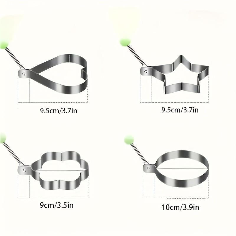 4 Piece Stainless Steel Egg Ring Mold, Non-Stick Egg Molds, Heart Shape Egg Maker, RV Kitchen Accessories, Restaurant Cooking Tools