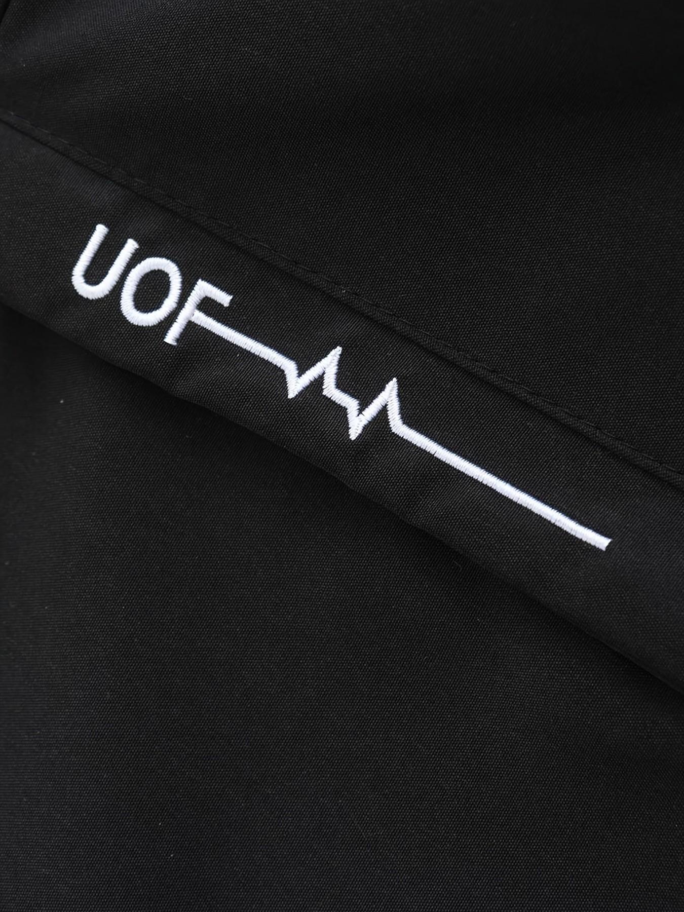 Men's Fashionable Huk Logo Jacket, Zipper Pocket, Casual Hooded Design, Polyester Material, Spring & Fall Wear, Slim-Fitting Outerwear