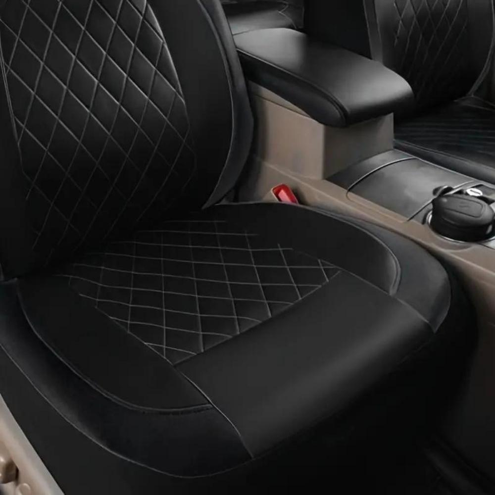Universal Car Seat Covers Set PU Leather for 2/5 Seats, Full Protection for Car Front & Rear Seats, Waterproof & Anti-Scratch, Fit Most Cars SUVs Vans Trucks, Automotive Seat Protectors, Airbag Compatible, Car Interior Accessories