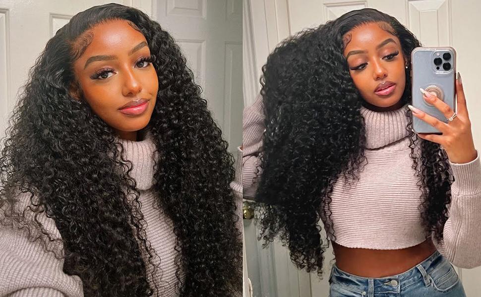 Bling Hair Deep Wave 13x4 HD Transparent Lace Front Wigs Human Hair Wigs For Women Brazilian Natural Color PrePlucked 180% Density 13x6 Lace Front Wigs