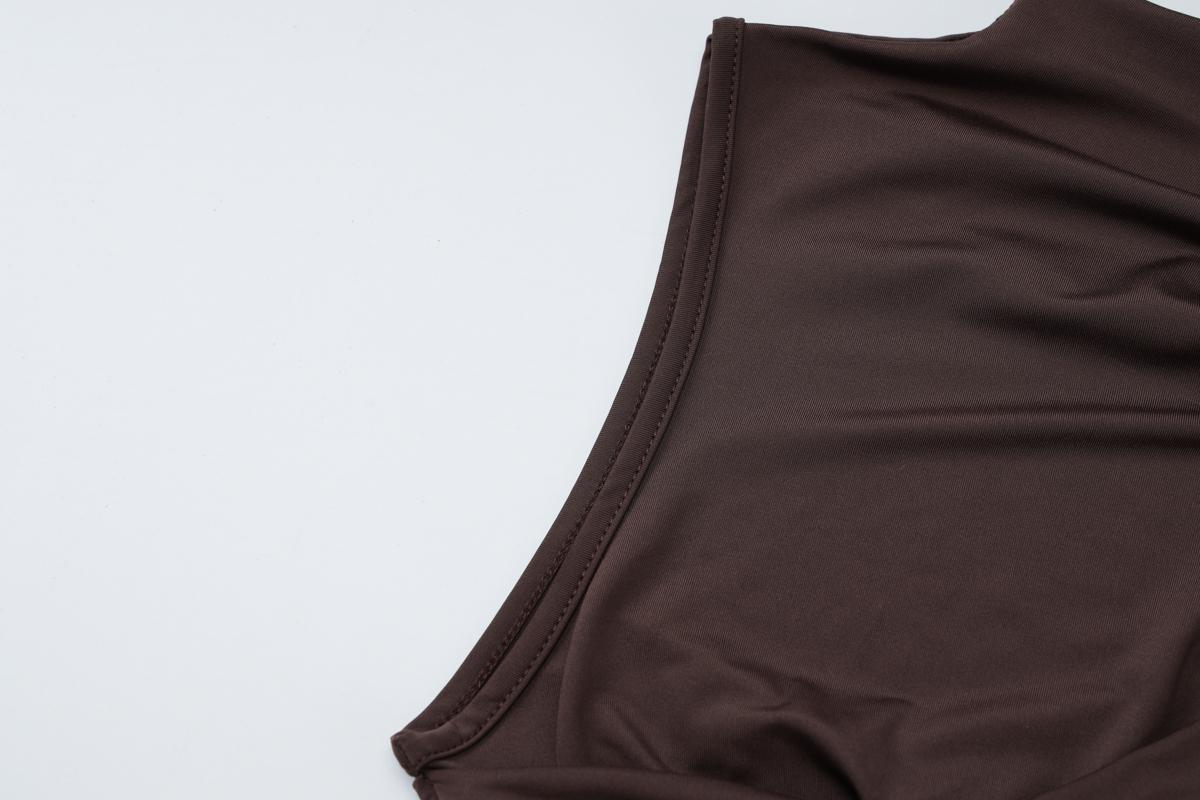 Women's Solid Color Ruched Asymmetrical Bodycon Dress, Elegant Mock-Neck Short Dress for Party Date Evening, Ladies Summer Clothes