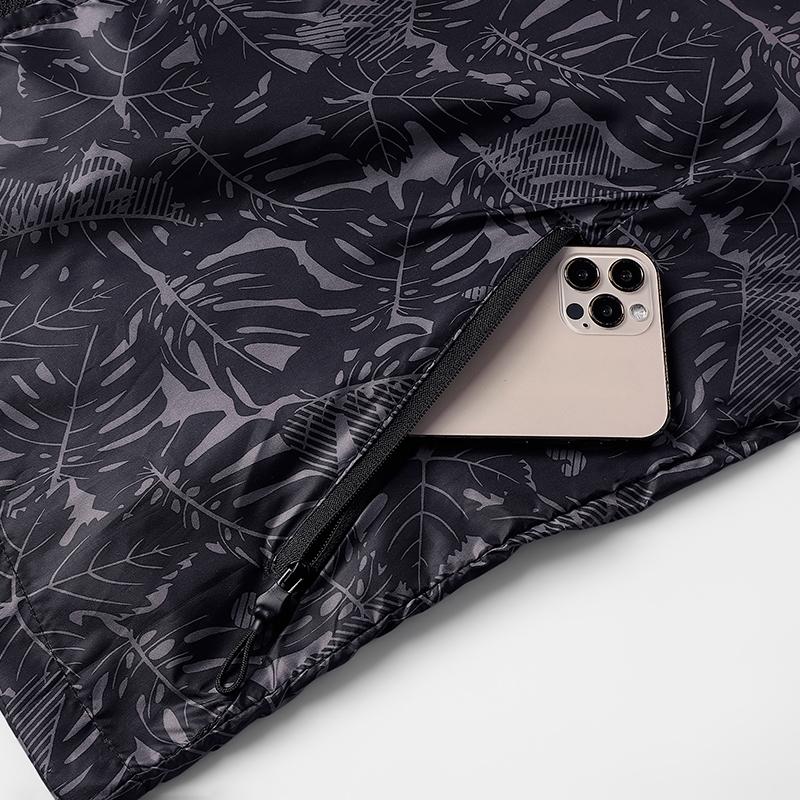 Summer Men's Casual Jacket, Zip Pocket Full-Zip Hooded Design, Maple Leaf Print, Lightweight Breathable, Sun Protection Jacket