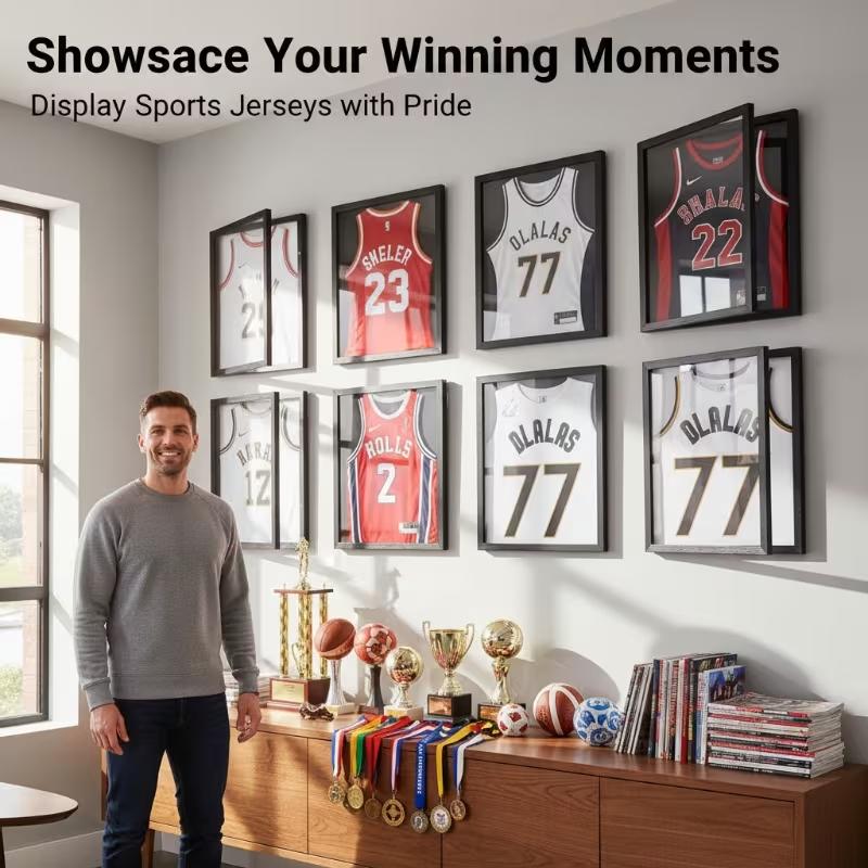 High-transparency acrylic jersey display cabinet, signed commemorative jersey collector must-have, suitable for football, basketball, tennis, minimalist design, safe fully enclosed display