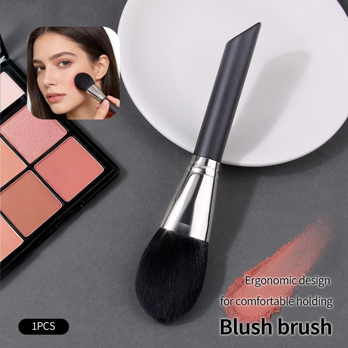 Single-stem multi-functional fiber brush hairs makeup brush Beauty Travel Brush. Suitable for blush brush, loose powder brush, contour brush, blending brush. A durable and long-lasting cosmetic tool that fits the facial contour.