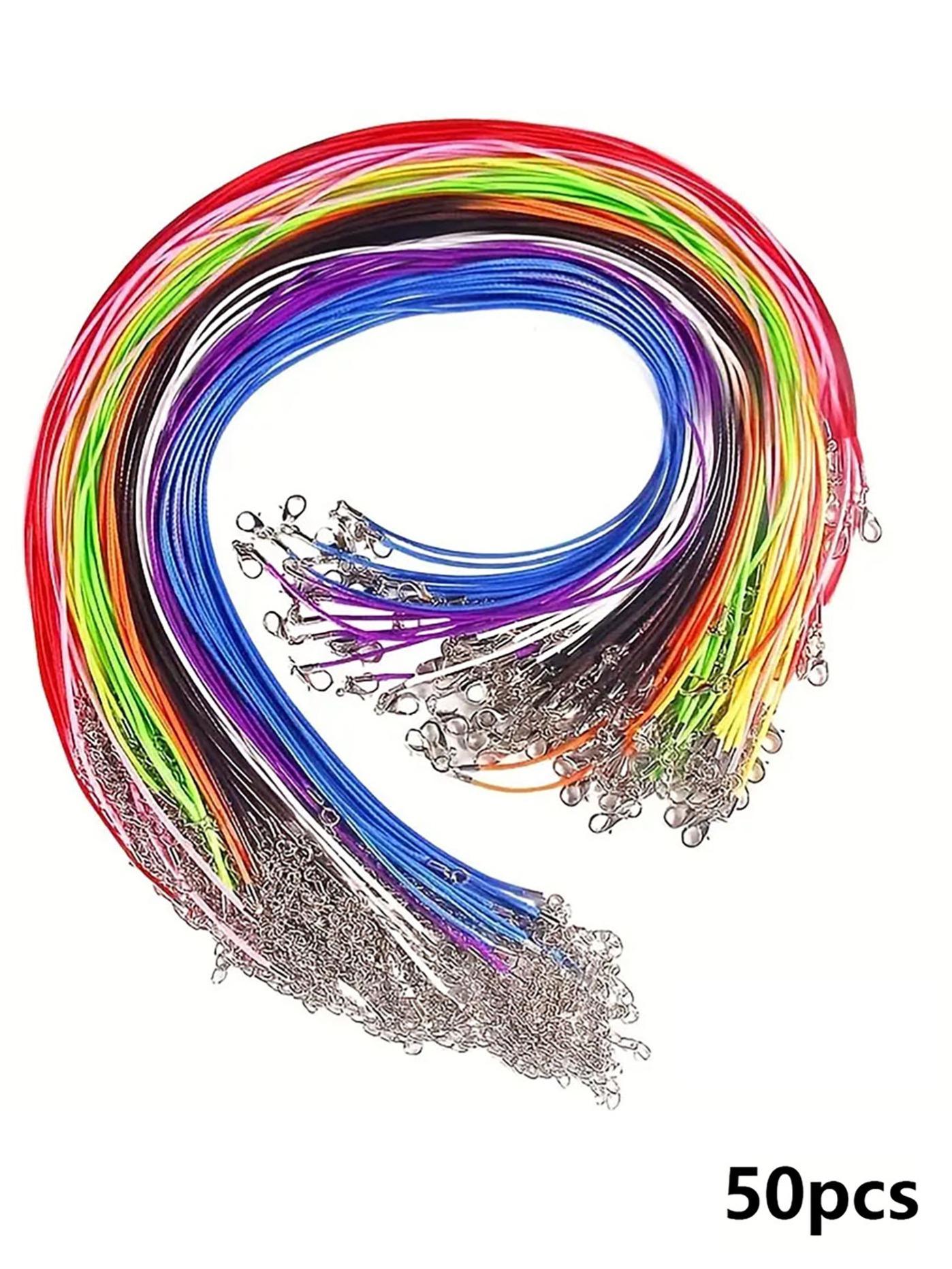 50 Pieces High-Quality Leather Necklace Bracelet Cords, Clip Rings, Suitable for Pendants, 18 Inches, Jewelry Making Material