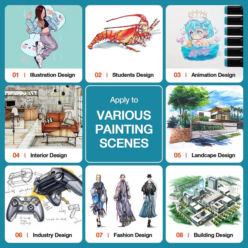 Colored Marker Pen Set, 1 Set Dual Tip Fine & Broad Drawing Markers, Marker Pen Set for Student Adults Coloring Artists Drawing Sketching, Doodle Drawing Pen