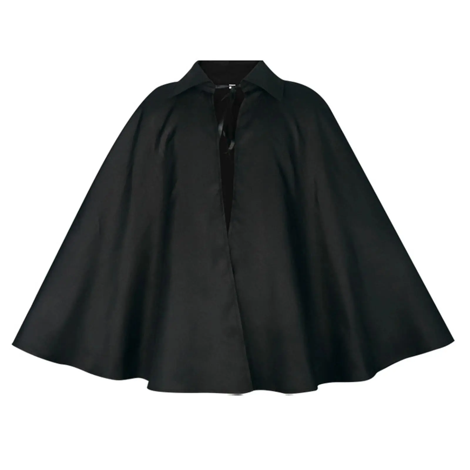 Black Cloak Cape with Collar Medieval Vampire Wizard Costume Halloween Cosplay Outfit for Adults
