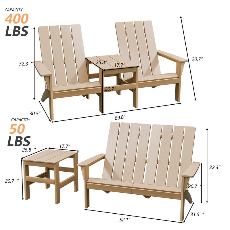 Kullavik Adirondack Chair Set of 2 with Table, Adjustable Folding Weather-Resistant HDPE Outdoor Chairs, All-Weather Patio Furniture for Deck, Poolside, Garden, Balcony Kullavik Adirondack Chair Set of 2 with Table, Adjustable Folding Weather-Resistant HDPE Outdoor Chairs, All-Weather Patio Furniture for Deck, Poolside, Garden, Balcony
