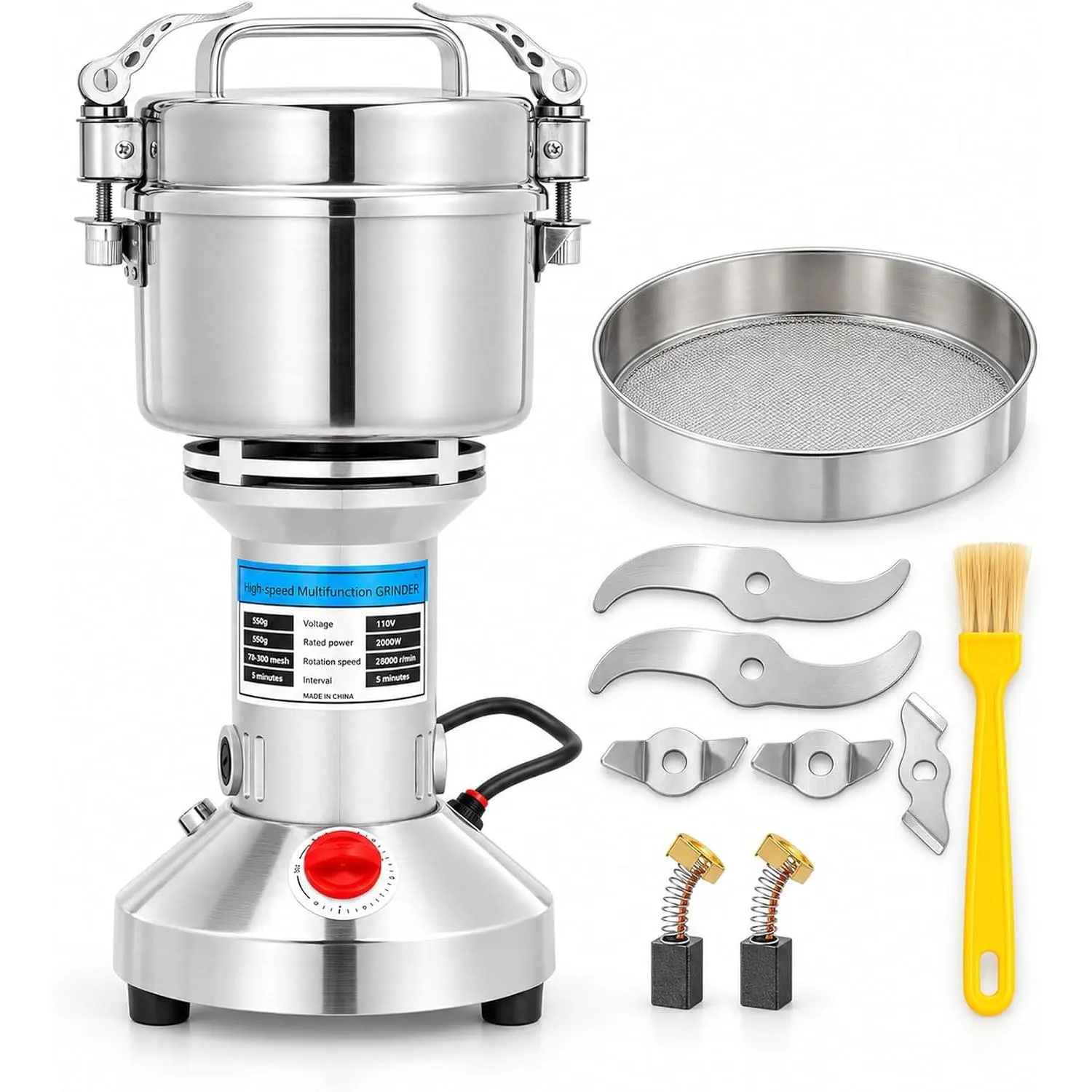 2000W Electric Grain Mill , 550g Capacity