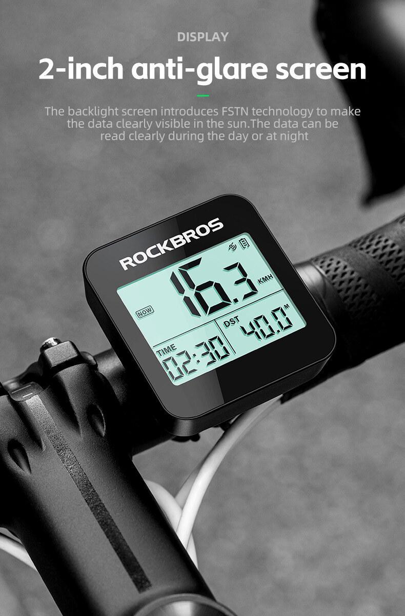 ROCKBROS GPS Bike Computer Accurate Wireless Speedometer with Backlight