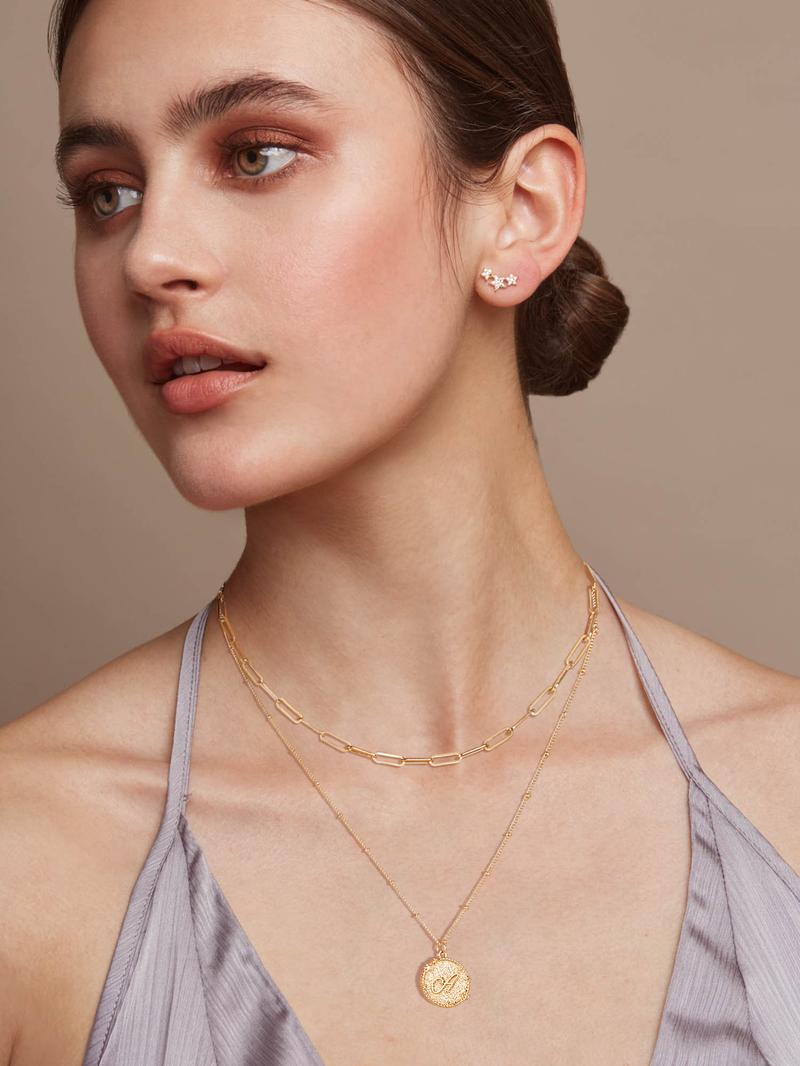 Fettero Layered Initail Necklaces for Women  Cubic Zirconia Layering Beaded Paperclip Chain Choker Necklace Dainty Pendant Letter A-Z Jewelry Gift for Girls Lett