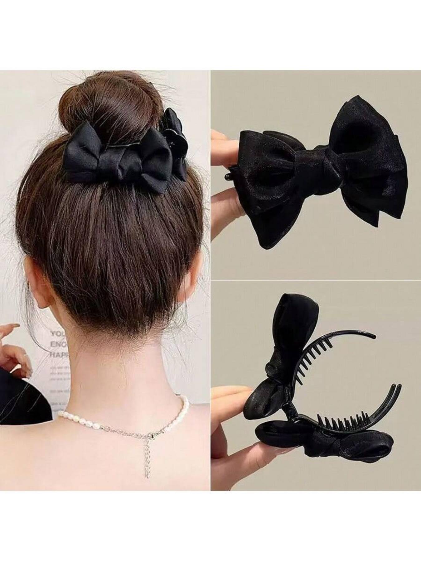 2Pcs Bow-Adorned Hair Claw Clip: Non-Slip Design, Suitable For Ponytails, Perfectly Matching Bun Hairstyles - An Ideal Choice For Women And Girls, Hair Clips, Hair Accessories, Claw Clips, Hair Clip Set