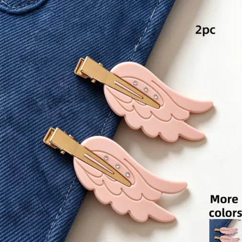 【Black Friday】2-Piece Angel Wing Hair Clip Set, Flat Acetate Duckbill Barrettes for Women and Girls