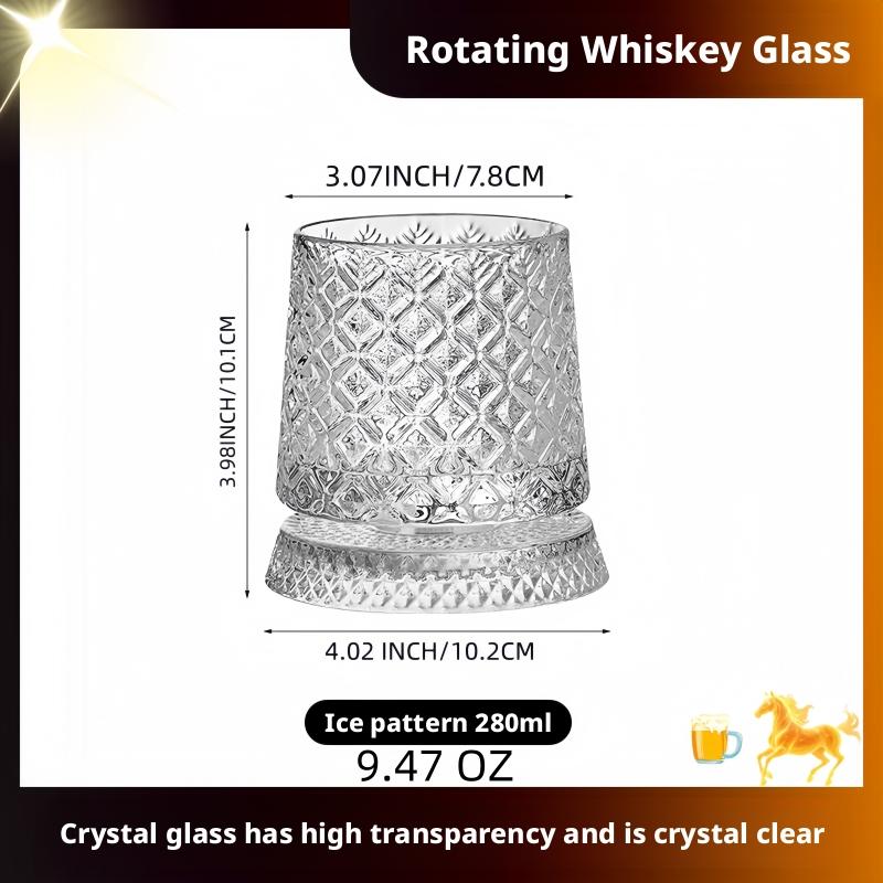 Luxury Whiskey Glass Rotating Cup, Crystal Glass Wine Cup, Home Use Beer Mug, High-End Barware, Elegant Drinkware for Special Occasions