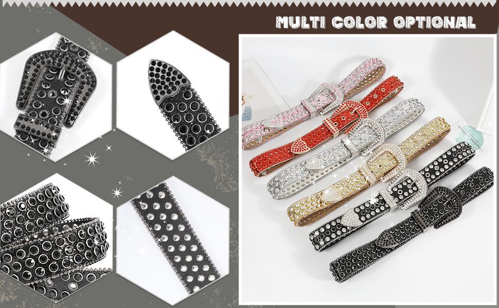 JASGOOD Women Men Rhinestones Belt,Bling Western Cowgirl Cowboy Studded Leather Belt Diamond Waist Belt for Jeans Pants dealsforyoudays