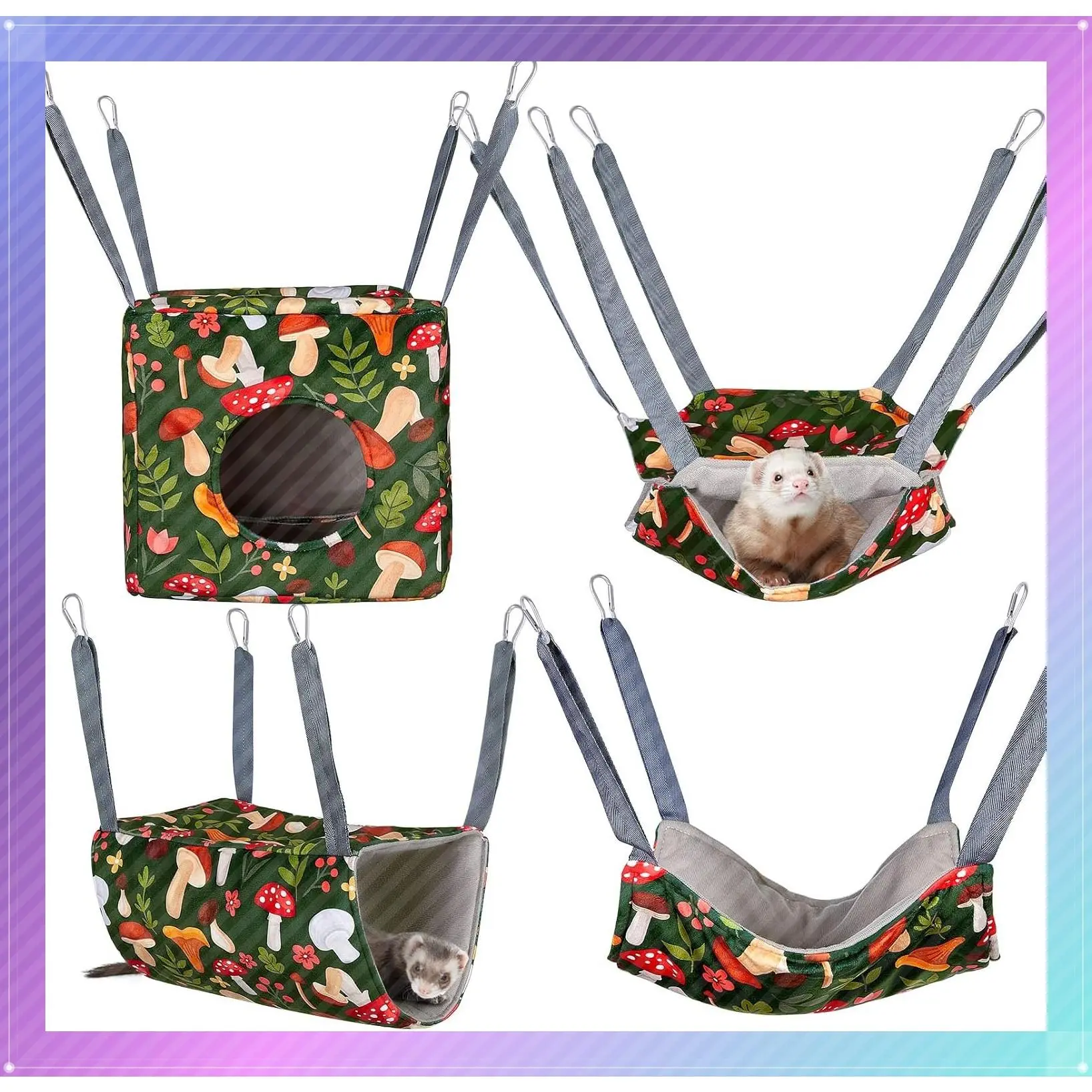 4 Pack Cozy Ferret Hammock, Soft Washable Cage Bed for Small AnimalsGift
