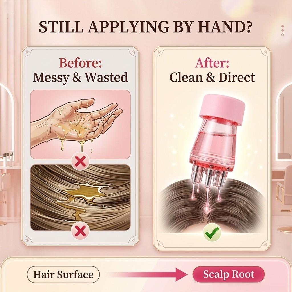 Scalp Applicator Roller with Massage – Precision Hair Growth Serum Applicator for Oily, Dandruff & Hair Loss Care, 2-in-1 Roll-On Scalp Massager, Boosts Absorption, No Waste, Portable for Daily & Travel