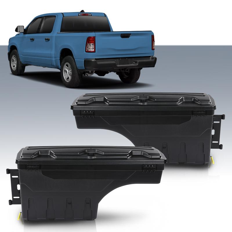 CROSSDESIGN Truck Bed Storage Tool Box Fit For 2019-2021 Dodge Ram 1500 Swing Case Left side&Right side  High quality ABS composite material Storage Box