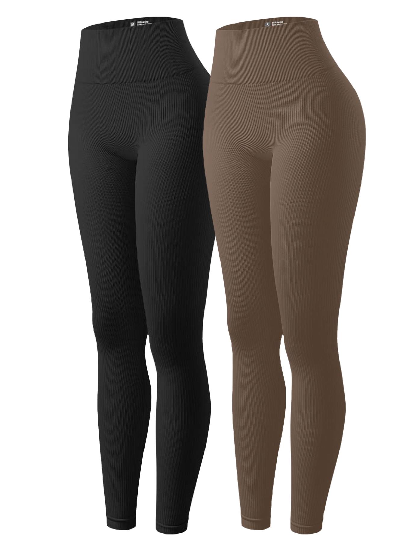 2pcs Women's High-Waisted Sporty Yoga Pants, Skinny Yoga Bottoms, Elastic Knitted Design, Perfect Fit & Comfortable Gym Wear, All-Season Essential Fitness Gear