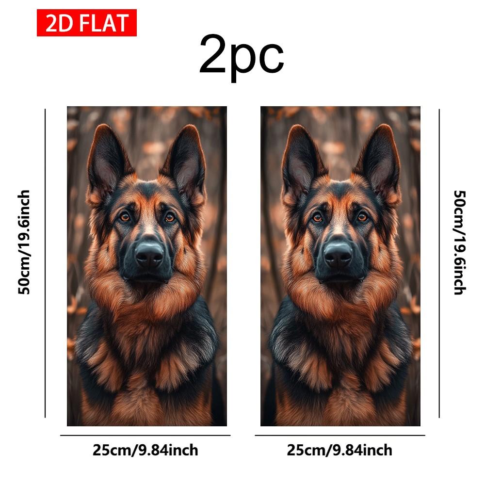 2 Sets German Shepherd Car B Pillar Stickers, Self-Adhesive PVC, Waterproof Scratch-Resistant, Ideal for Car Exterior Decoration