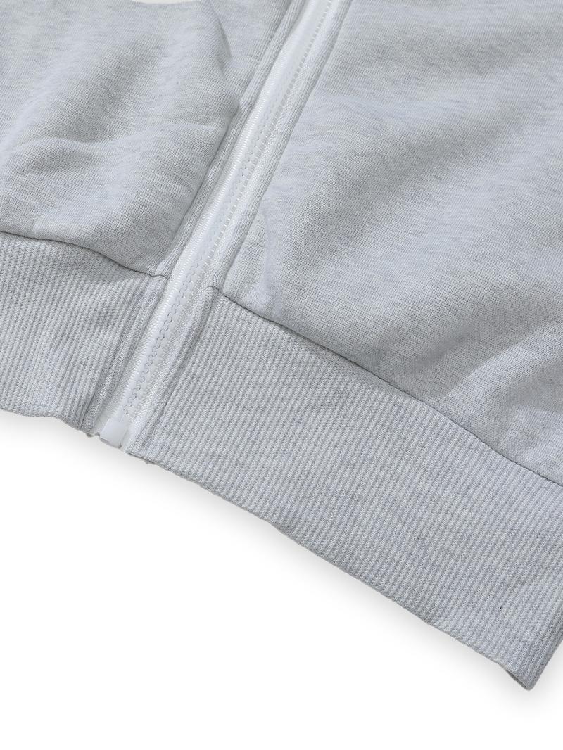 Women's Cropped Zip Hoodie Coat, Regular Fit Casual Streetwear Top, for Fashion Daily Wear