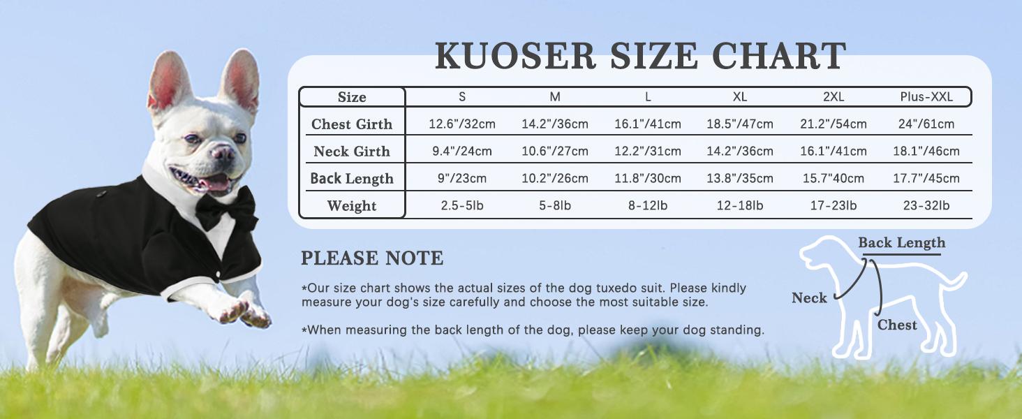 Kuoser Dog Tuxedo, Dog Wedding Suit with Bow Tie Formal Dog Tux Pet Wedding Party Birthday Costume, Dog Valentines Christmas Halloween Graduation Outfit Cosplay