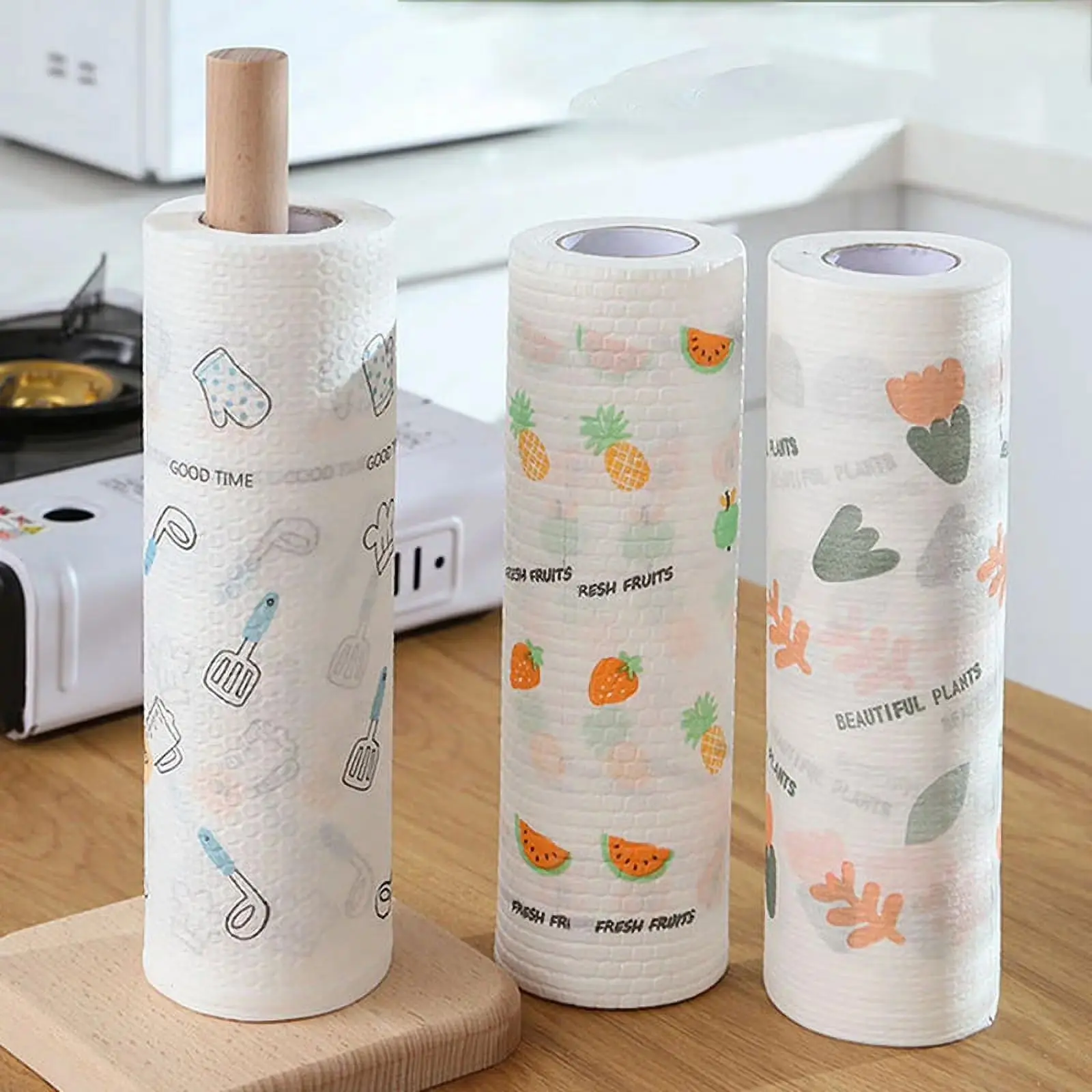 100Pcs/Roll of Reusable Lazy Rags Kitchen Cleaning Dish Cloth Hand Towel Rolls