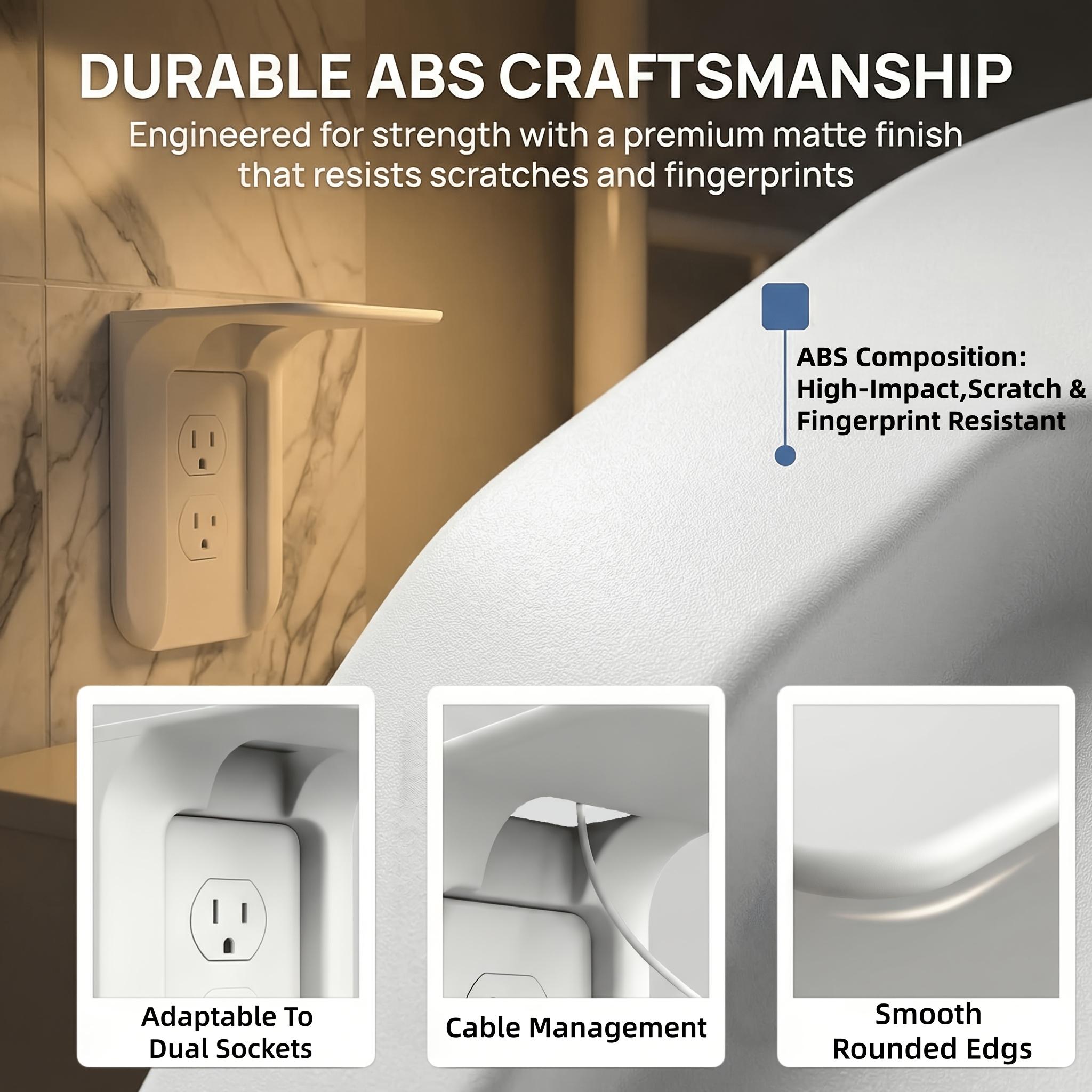 Wall-Mounted Storage Shelf, Thickened Upgrade, Cable Organizer, Socket Holder, Bathroom Living Room Bedroom, No Drilling, Space-Saving, Electric Toothbrush Phone Sensor Light Holder