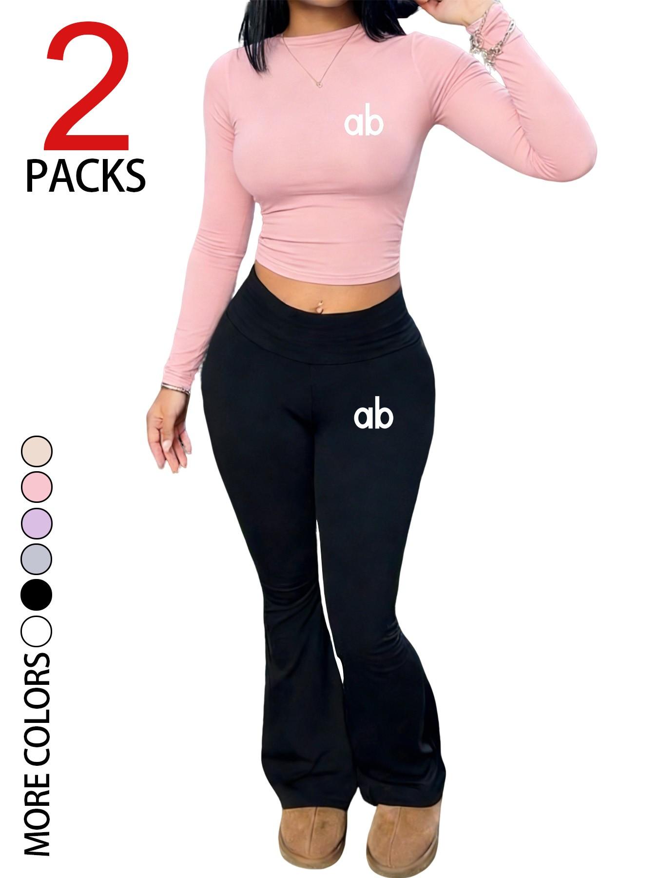 2 Piece Women's Casual Set, Relaxed Fit Long Sleeve Top + Slim Flare Pants, Soft Comfortable Fabric, Perfect for Outdoor and Travel Outfit