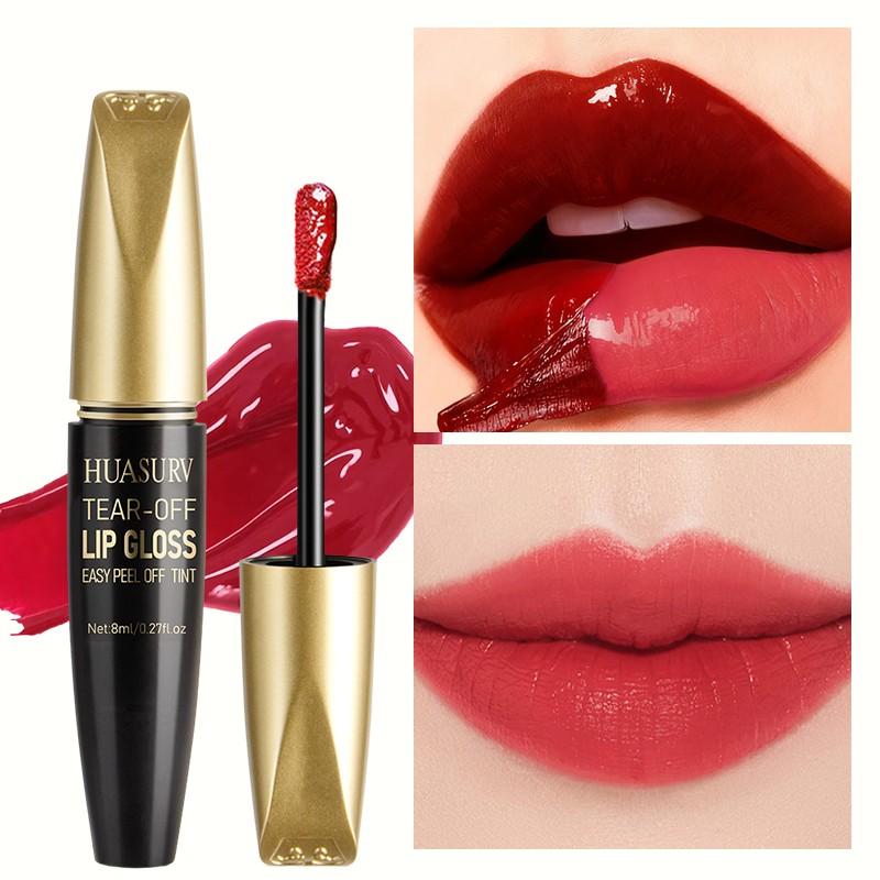Huasurv Peel-Off Glossy Lip Balm, Lipgloss, Moisturizing Liquid Lipstick, Vibrant, Matte Finish, Quick-Dry, Long-Lasting Waterproof
