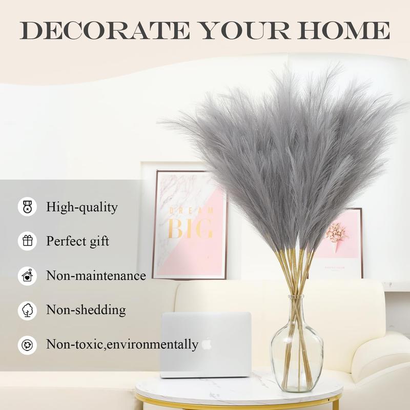 Faux Pampas Grass, 3PCS Large Tall 43'' Fluffy Artificial Fake Pompous Grass For Boho Decor Home Kitchen Wedding Decoration Floor Vase Filler