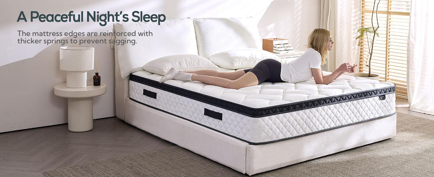 Bezzze Queen Hybrid Mattress in a Box 3-in-1 Comfort Memory Foam Supportive Coils for Zero Motion Transfer Back Lumbar Support Medium Firm Soft Multiple Sizes Twin Full Queen Pressure Relief Traditional Coil Mattress