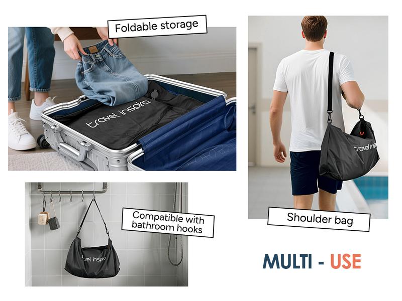 travel inspira Vacuum Bags with Pump - Ultra-Durable Nylon Space Saver Compression Solution for Suitcases & Backpacks, Reusable, Lightweight, IP67 Airtight Zipper Seal, Light Black 2 Bags Set, outdoor