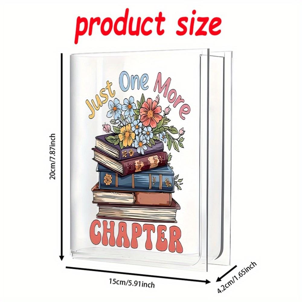 Acrylic Book-Shaped Vase, Transparent Material, Hand-Drawn Shelf Design, Elegant Home Decor, Perfect for Teacher's Day, Birthday, Christmas