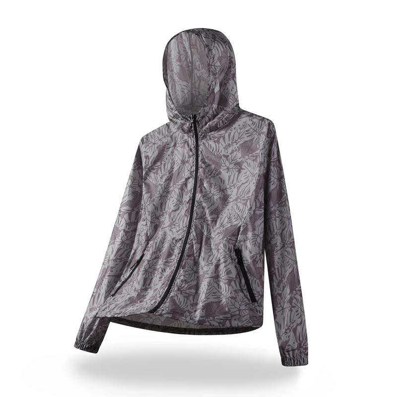 Summer Men's Casual Jacket, Zip Pocket Full-Zip Hooded Design, Maple Leaf Print, Lightweight Breathable, Sun Protection Jacket