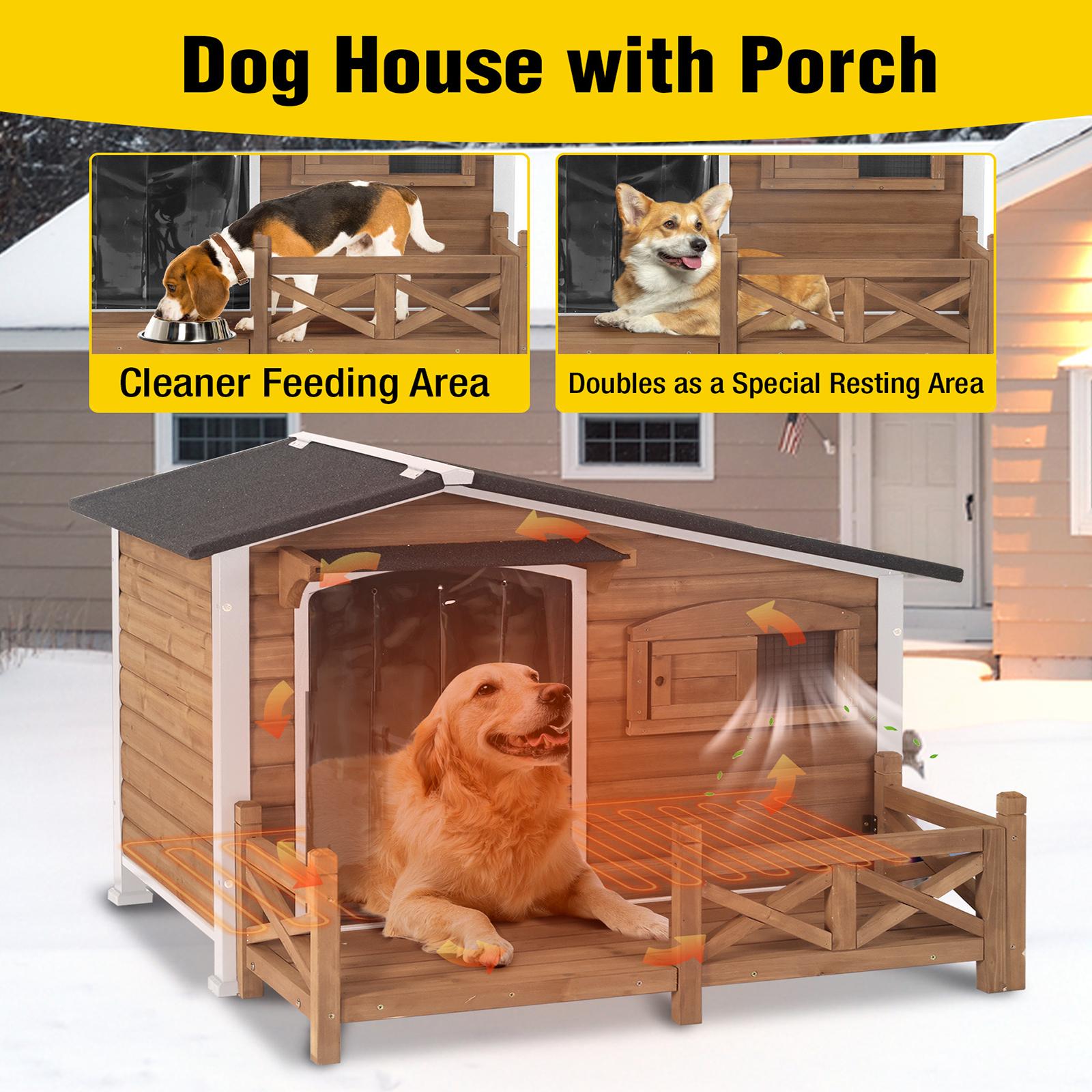 Aivituvin-AIR7024-IN-HP Outdoor Heated Dog House |Metal Frame With Balcony Aivituvin-AIR7024-IN-HP Outdoor Heated Dog House |Metal Frame With Balcony