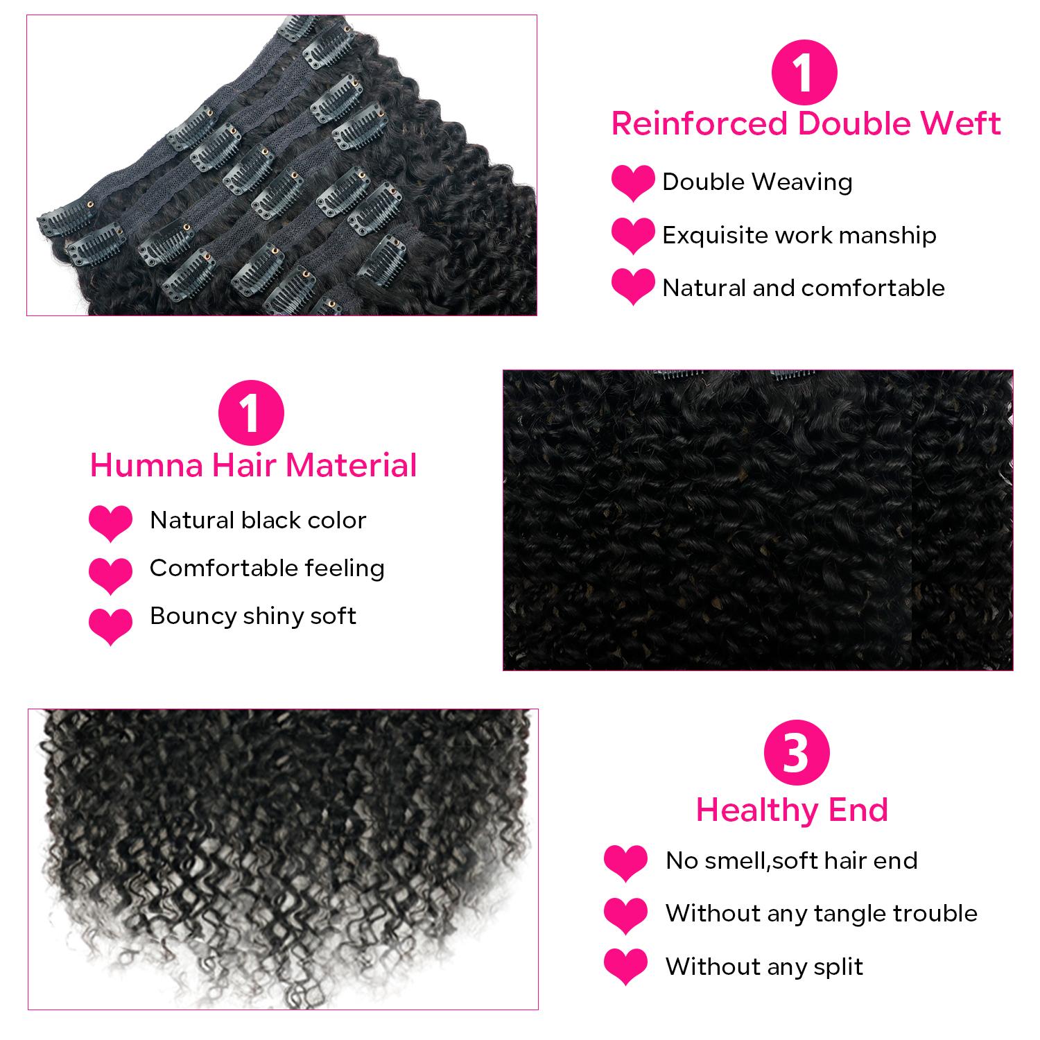 Tahikie Curly Clip in Hair Extensions Seamless Burmese Curly PU Clip ins Real Human Hair 8pcs Per Set With 18 Clips 120g / pack For Women Brazilian Real Human Hair Body Wave/ Deep Wave / Yaki Straight / Kinky Straight Natural Black  TikTokShopBlackFriday