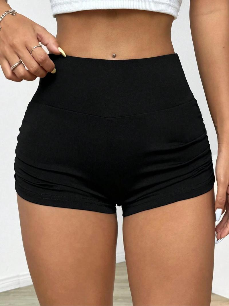 Cool Hoodie Set with High-Waisted Ruched Shorts, Loose Fit, Soft Fabric, Perfect for Fall & Winter, School & Club Wear