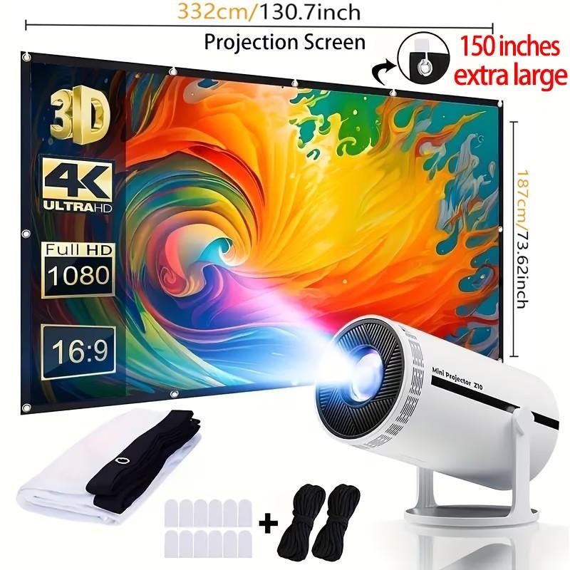 Large Screen Projector Support 1080P Resolution, Portable Pocket Design, Wall-Mounted Option for Home Theater & Presentation