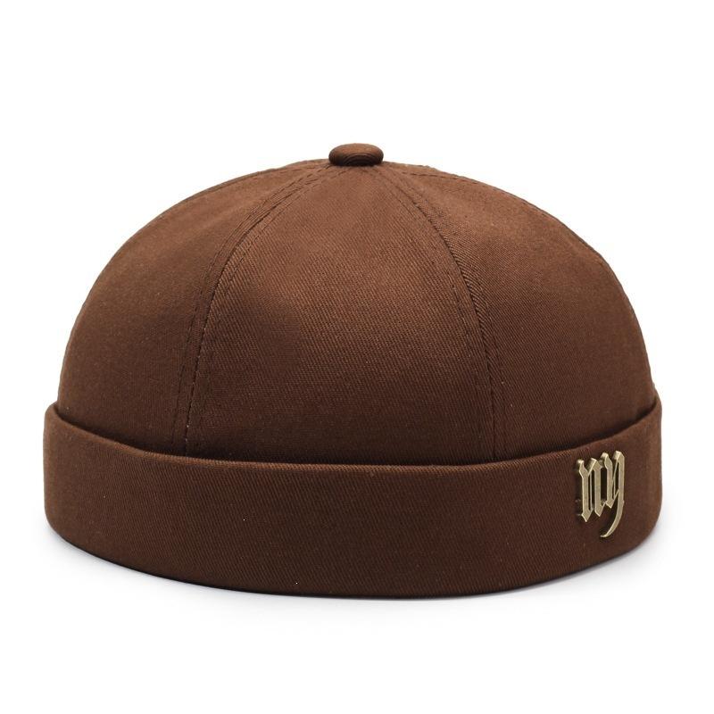 Vintage Gothic Ny Metal Letter Docker Hat, Skull Cap, Street Style, Neutral Hip Hop, Beanie with Gold Emblem, Casual Daily Wear