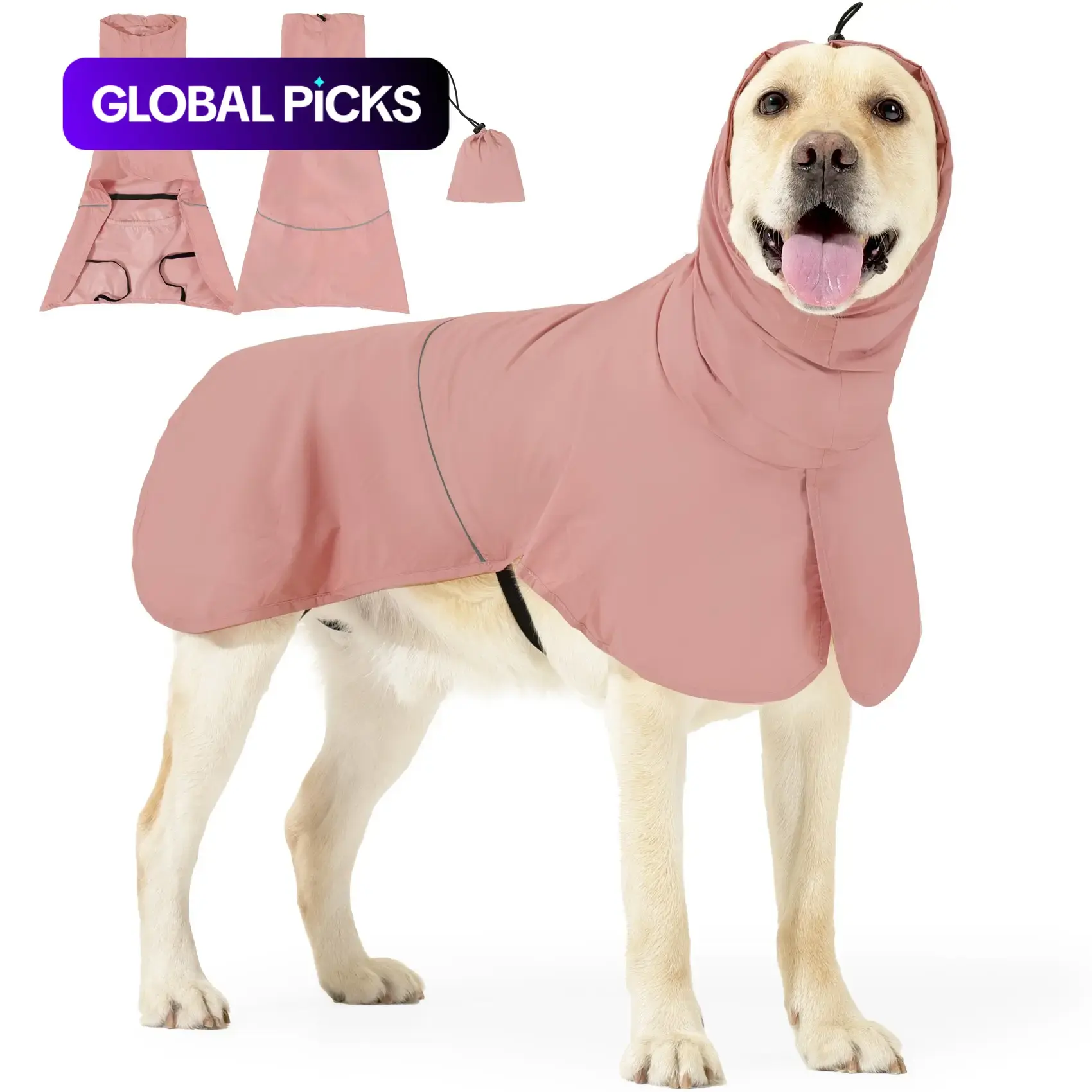 2-in-1 Dog Sun & Rain Jacket, UPF 50+ UV Protection Waterproof Dog Coat with Reflective Strip, Back Leash Hole, Adjustable Hood, Portable Outdoor Pet Raincoat Poncho for Small Medium Large Dogs S–XXXL #GLOBAL PICKS