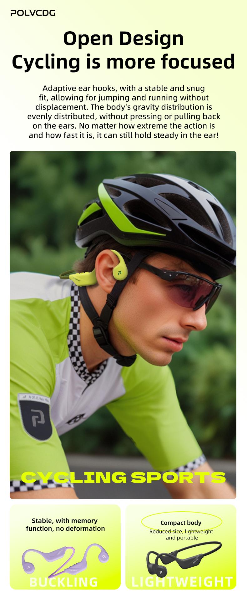 Polvcdg Bone Conduction Bluetooth Wireless Headphones - High-quality sound, suitable for connecting to mobile phones. Perfect for calls, while exercising, running or during sports. Sweat-resistant. Long-wearing without causing discomfort Christmas gift