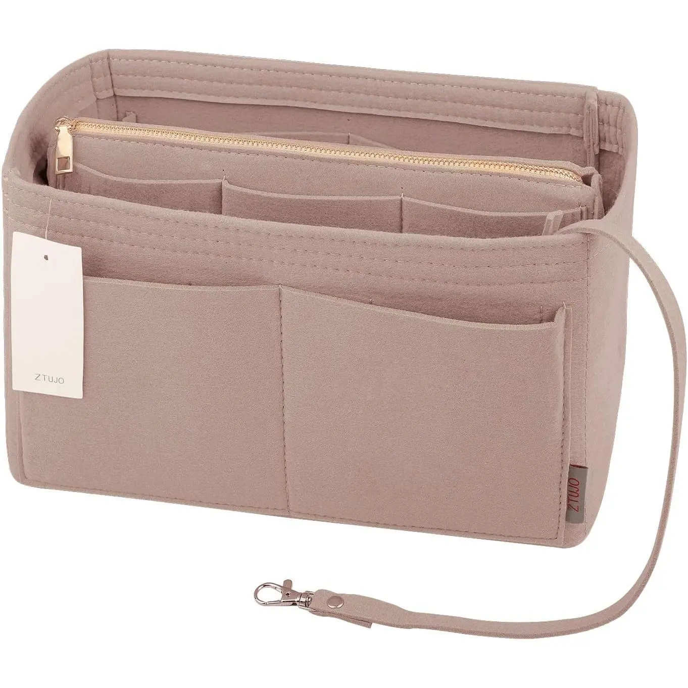 Purse Organizer Insert, Felt Bag Organizer with Metal Zipper, Handbag & Tote Shaper, For Speedy Neverfull Tote, 7 Sizes