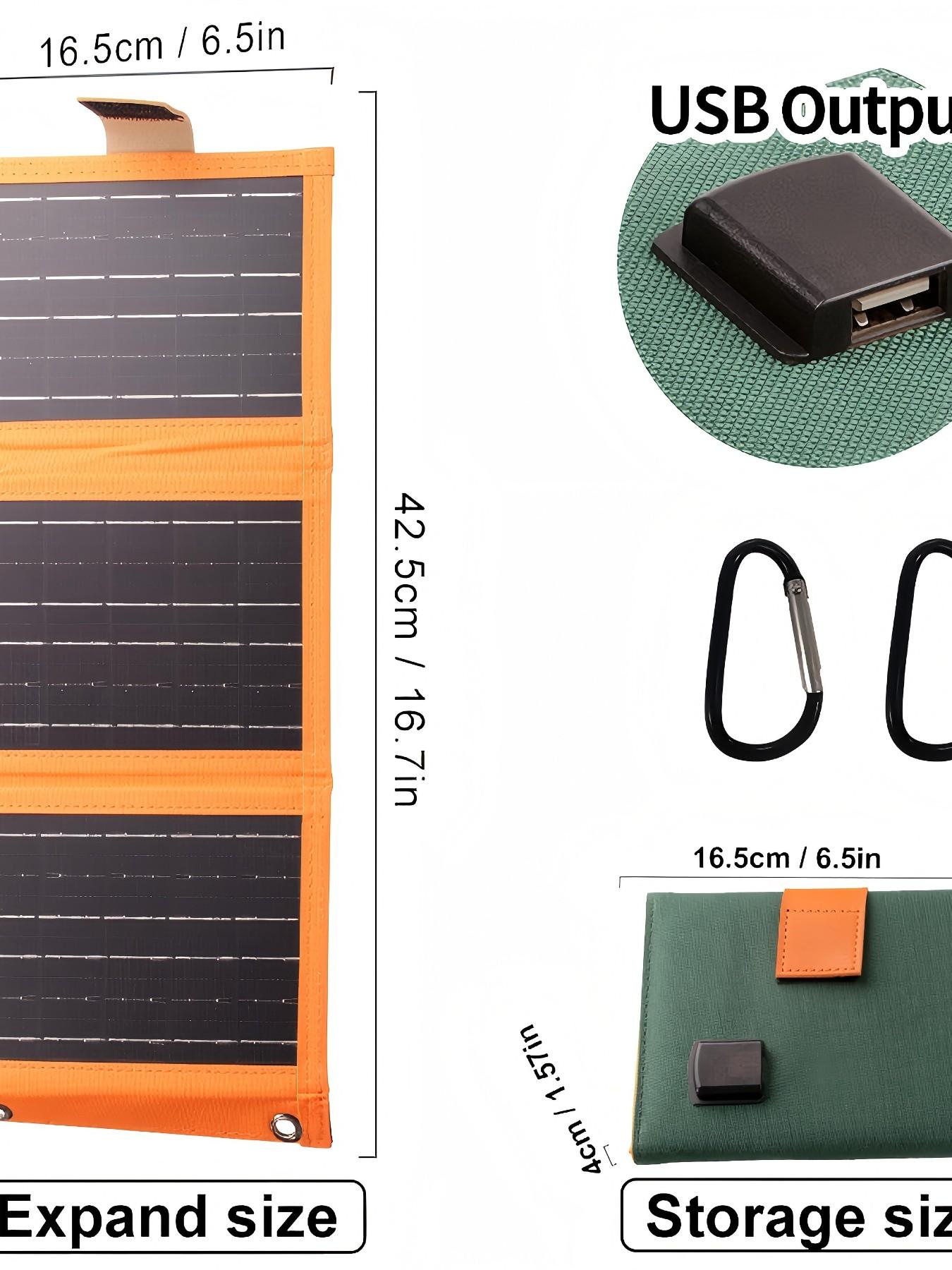 Portable Solar Panel, Foldable Solar Panel with 30w USB Port, Ideal for Camping Backpacks, Compatible with Phones Laptops RV Car, Flexible Solar Panel
