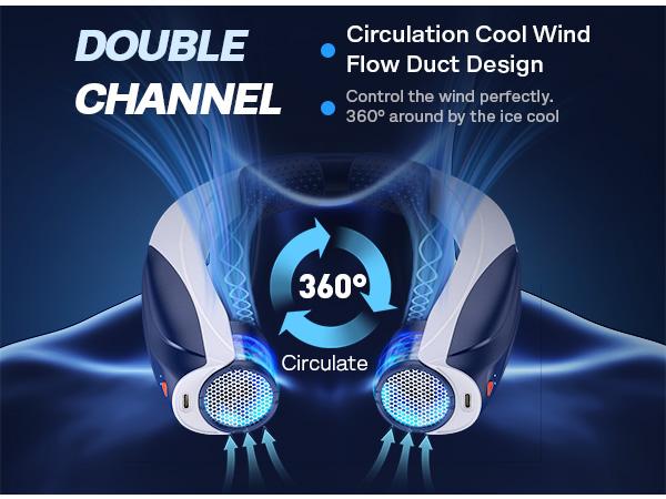 Portable Neck Fan with 6 Powerful Speeds, 6000 mAh Battery Operated,6-20 Hrs Long Battery, USB-C Rechargeable, Ultra Quiet, Hands-Free Personal Cooling for Men Women Outdoor Indoor
