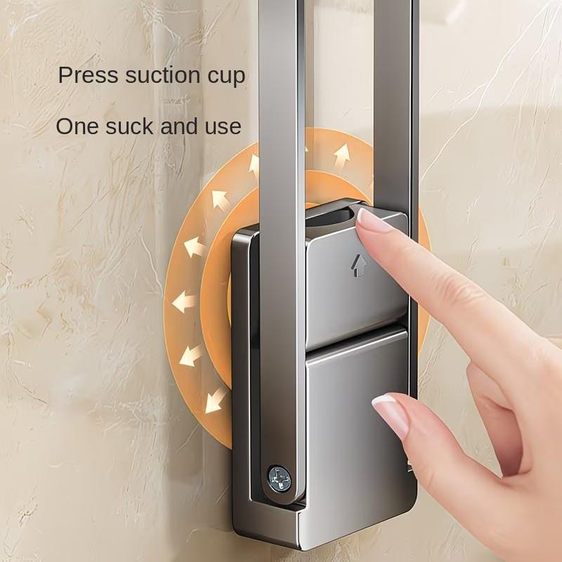 Foldable Towel Rack with Suction Cup, No-Drill Hand Towel Holder, Bathroom Organizer for Towels, Jewelry, Hairbands, Etc