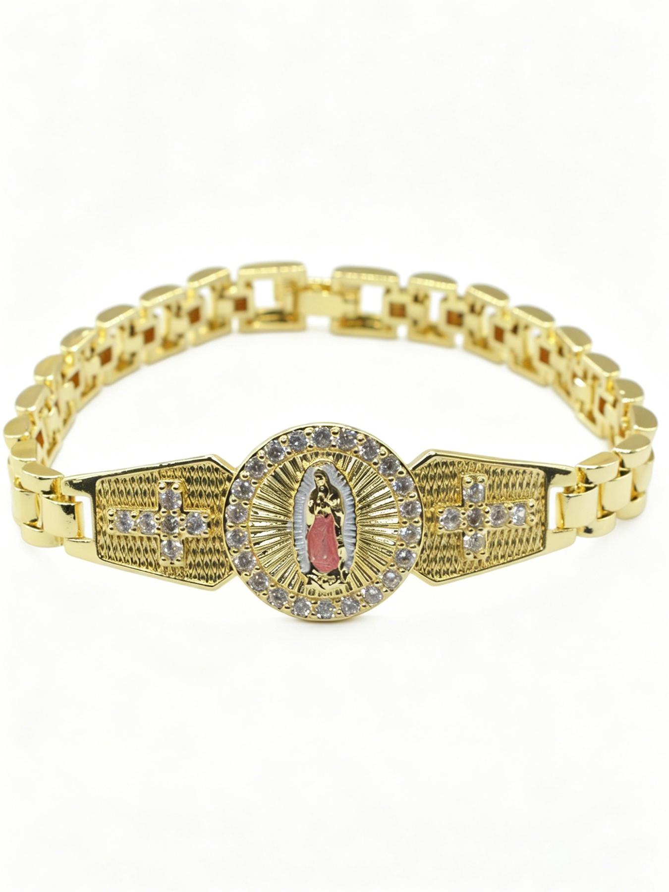 Vintage Religious Mother Mary Cross Bracelet, Unisex, Easter, Thanksgiving, Church Prayer Jewelry, 1 Piece