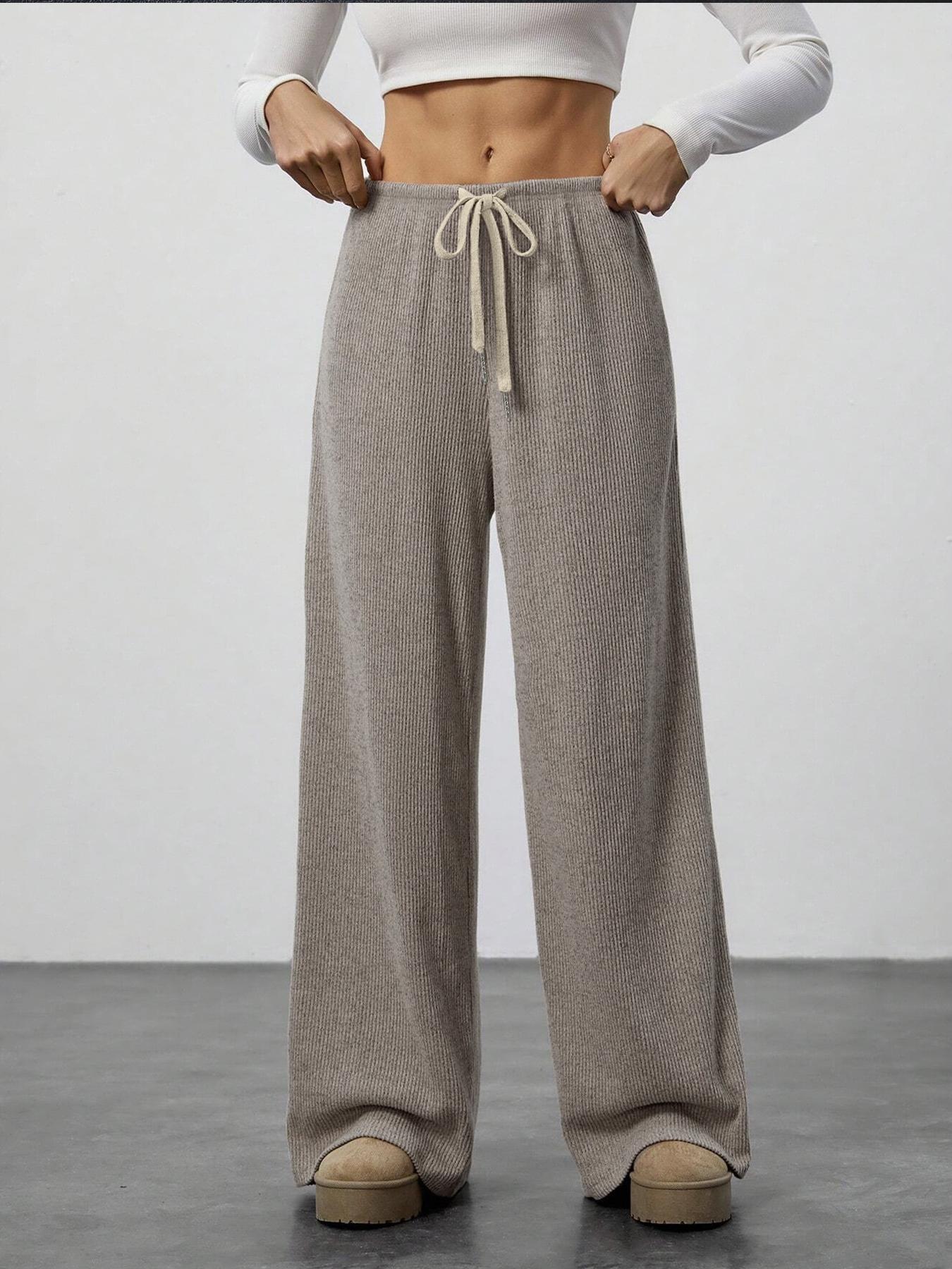 High Waist Comfortable Wide Leg Casual Pants, Versatile Athletic Trousers for Relaxed Fit, Ideal for Everyday Wear Knit